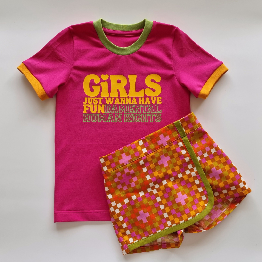 Girls Just Wanna Have Fundamental Rights Tee And Granny Square Skort